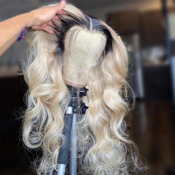 QVR Body Wave Lace Front Wigs 30 inch 1B/613 Blonde 13x4 Virgin Human Hair Wigs Ombre Color - Image 3
