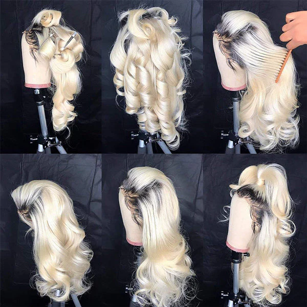QVR Body Wave Lace Front Wigs 30 inch 1B/613 Blonde 13x4 Virgin Human Hair Wigs Ombre Color - Image 4