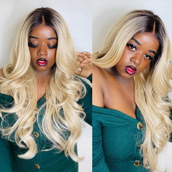 QVR Body Wave Lace Front Wigs 30 inch 1B/613 Blonde 13x4 Virgin Human Hair Wigs Ombre Color - Image 5