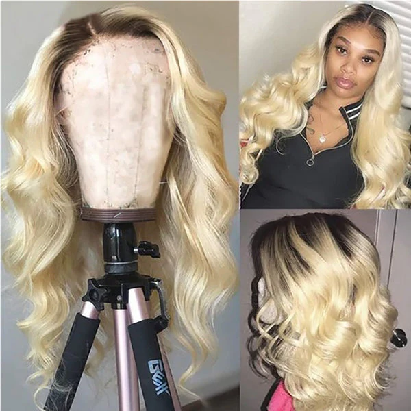 QVR Body Wave Lace Front Wigs 30 inch 1B/613 Blonde 13x4 Virgin Human Hair Wigs Ombre Color - Image 6