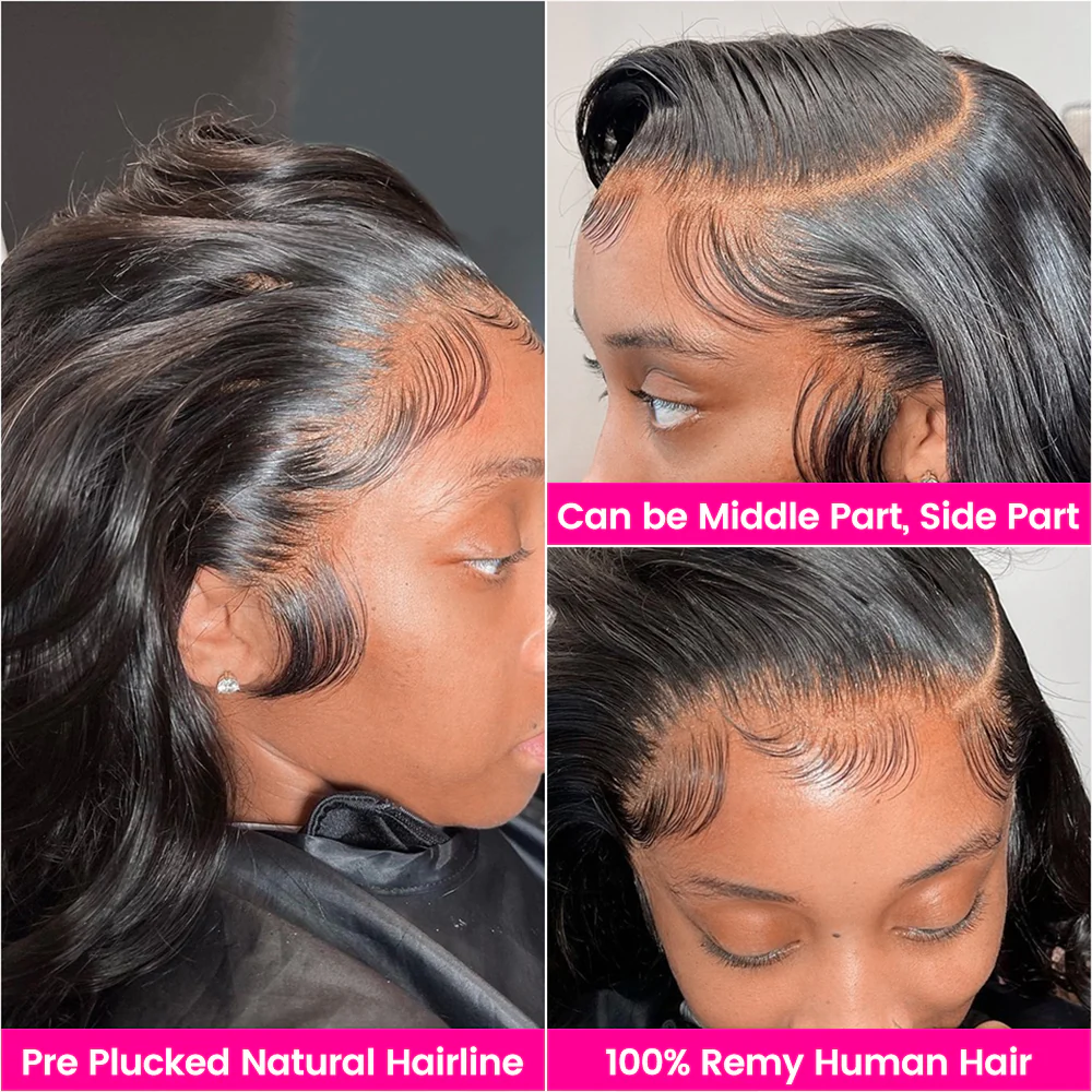 QVR Body Wave Wigs Virgin Hair Wavy Wigs Pre Plucked With Baby Hair 13x6 Lace Glueless Wig 250% Density - Image 5