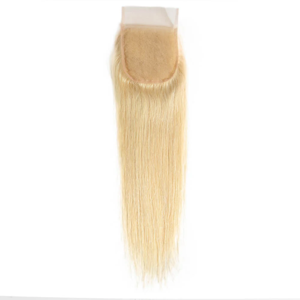 QVR Remy Human Hair 4*4 Blonde Straight Closure - Image 3