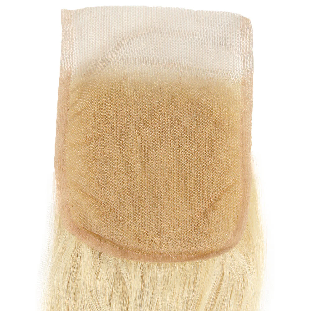 QVR Remy Human Hair 4*4 Blonde Straight Closure - Image 4