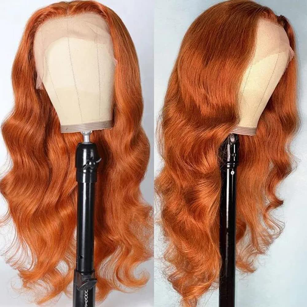 QVR Orange Ginger Body Wave 5x5 Lace Closure Wig Colored 13x4 Lace Front Human Hair Wigs 210% Density - Image 6