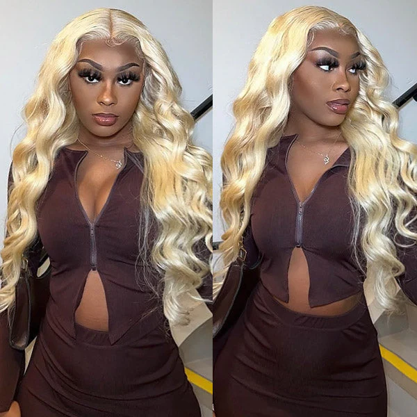 613 Human Hair Wig Body Wave Wig Honey Blonde 13x4 HD Lace Front Wigs 30Inch 180% Density - Image 3