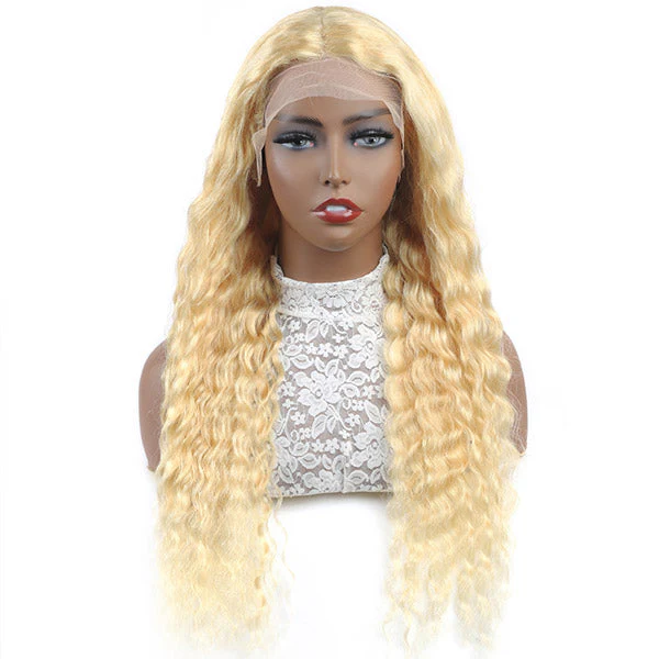 613 Honey Blonde Lace Front Human Hair Wigs 13*4 Deep Wave Lace Front Wig 150% Density - Image 3