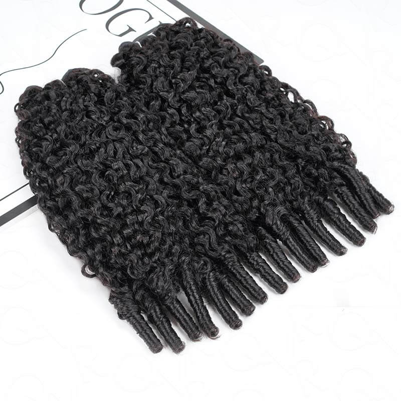 QVR Burmese Curly Hair Bundle With Spiral curls Double Drawn Virgin Human Hair Weave - Image 3