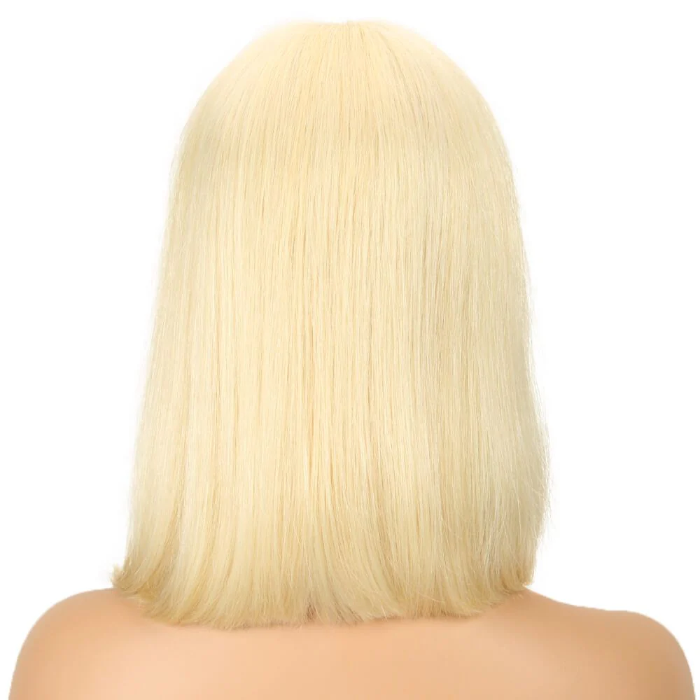 QVR 613 Blonde Short Bob Wigs T Lace 13x4 Straight Human Hair Lace Front Bob Wig - Image 6