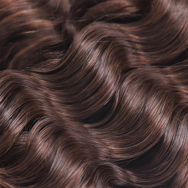 QVR Dark Brown #4 Crochet Hair Water Wave Machine Made Feather Human Hair Extension - Image 14