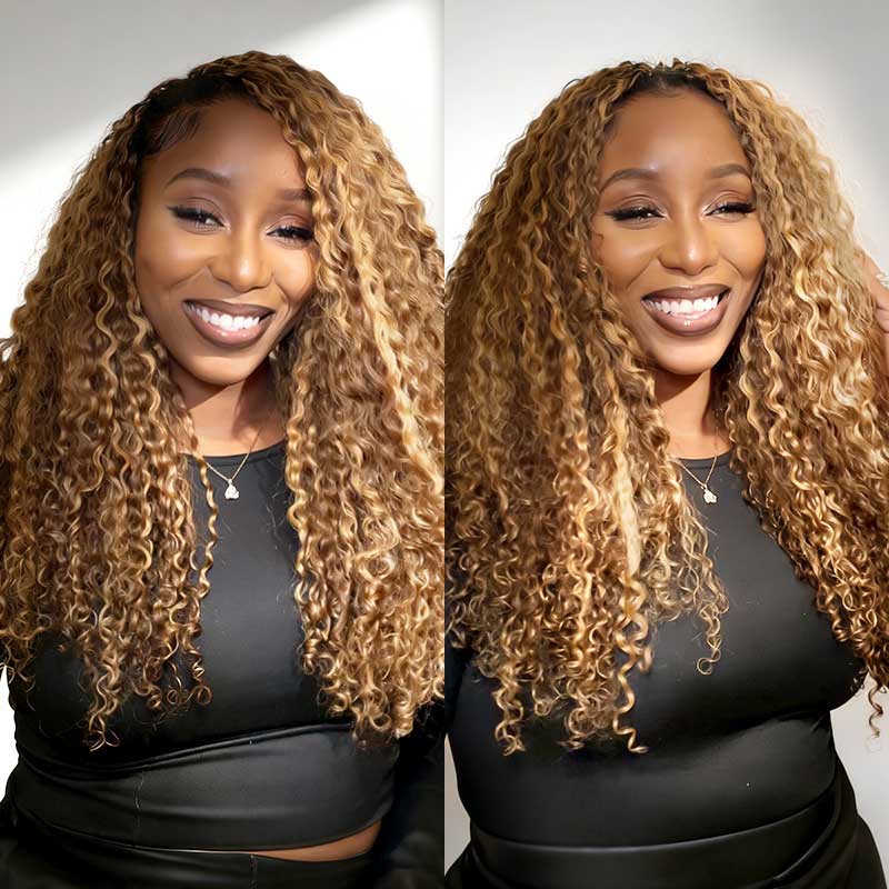QVR Seamless Burmese Curly Feather Crochet Hair Highlight #P4/27 Machine Made Human Hair Extensions - Image 4