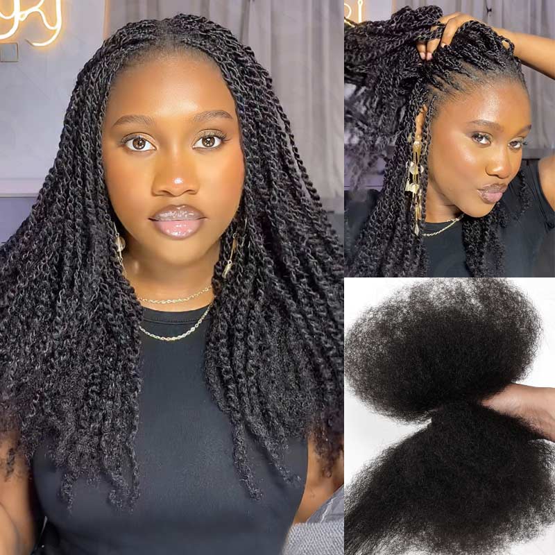 QVR Brazilian Remy Hair Afro kinky Bulk Human Hair For Braiding Dreadlock Hair - Image 4