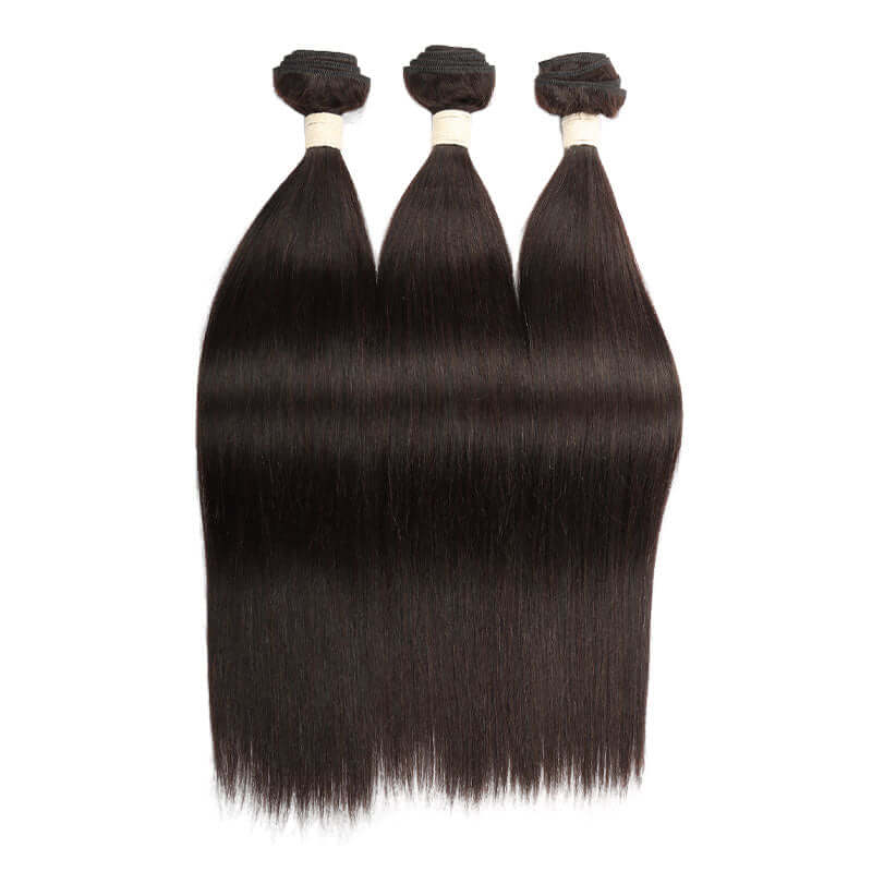 QVR Unprocessed Silk Straight Human Hair Bundles 3 Bundles Natural Color Hair Weave - Image 4