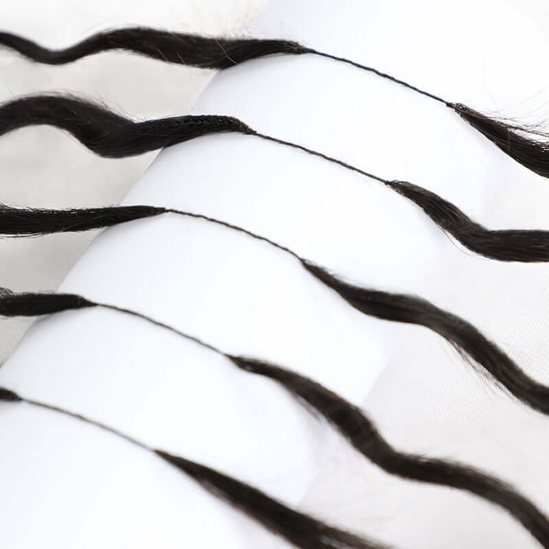 QVR Soft Kinky Curly Feather Crochet Braid Natural Black Wavy Human Hair Extensions - Image 11