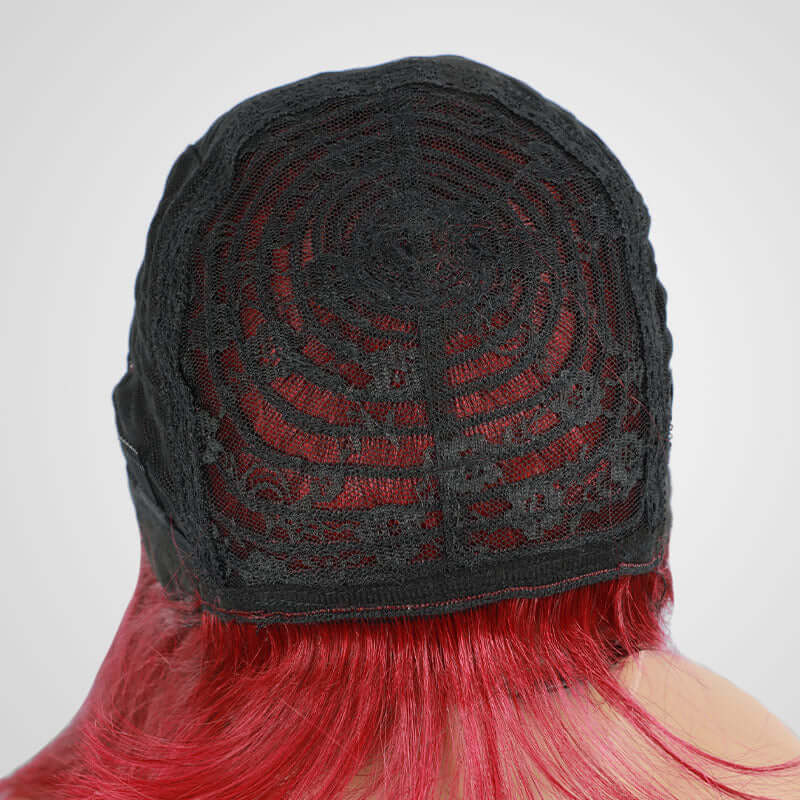 Flash Sale|Burgundy Straight Machine Made Wig With Bang No Lace - Image 5