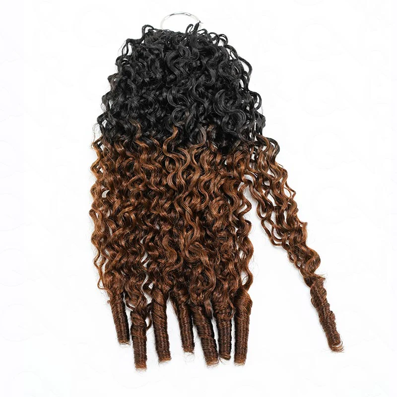 QVR #T1B/30 Feather Crochet Human Hair Burmese Curly Machine Made Crochet Weave Hair Extensions - Image 10