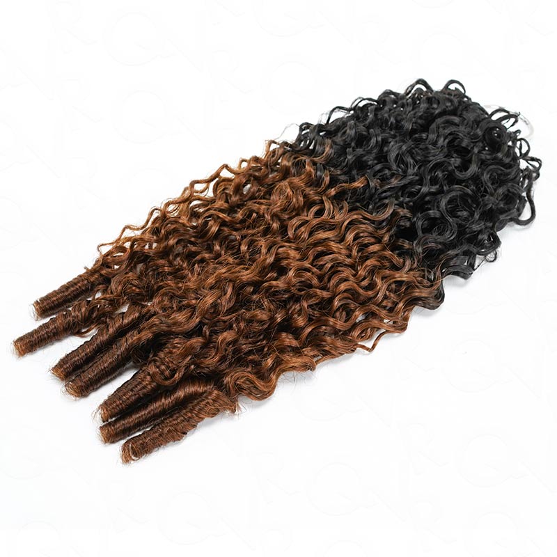 QVR #T1B/30 Feather Crochet Human Hair Burmese Curly Machine Made Crochet Weave Hair Extensions - Image 11