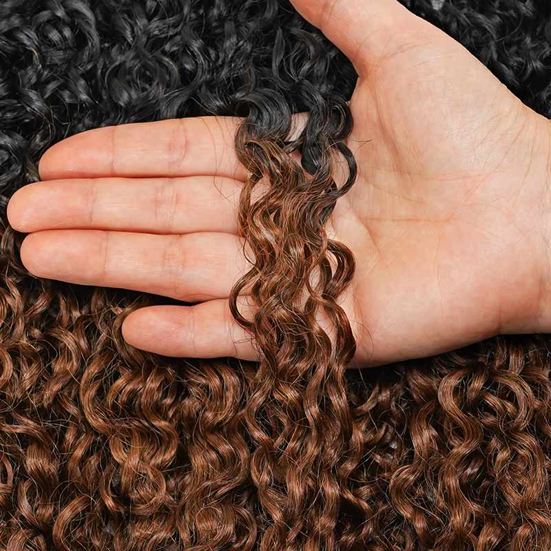 QVR #T1B/30 Feather Crochet Human Hair Burmese Curly Machine Made Crochet Weave Hair Extensions - Image 15
