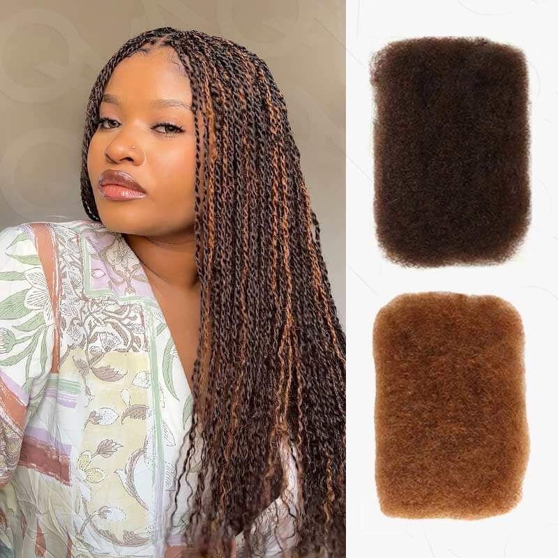 QVR #4+#30 Two Colors Afro Kinky Bulk Human Hair For Braiding DreadLock - Image 4