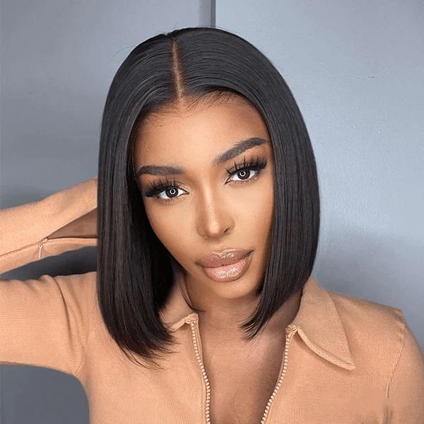 QVR Straight V Part Short Bob Human Hair Wig Realistic Hairline and Soft High-quality Hair - Image 3