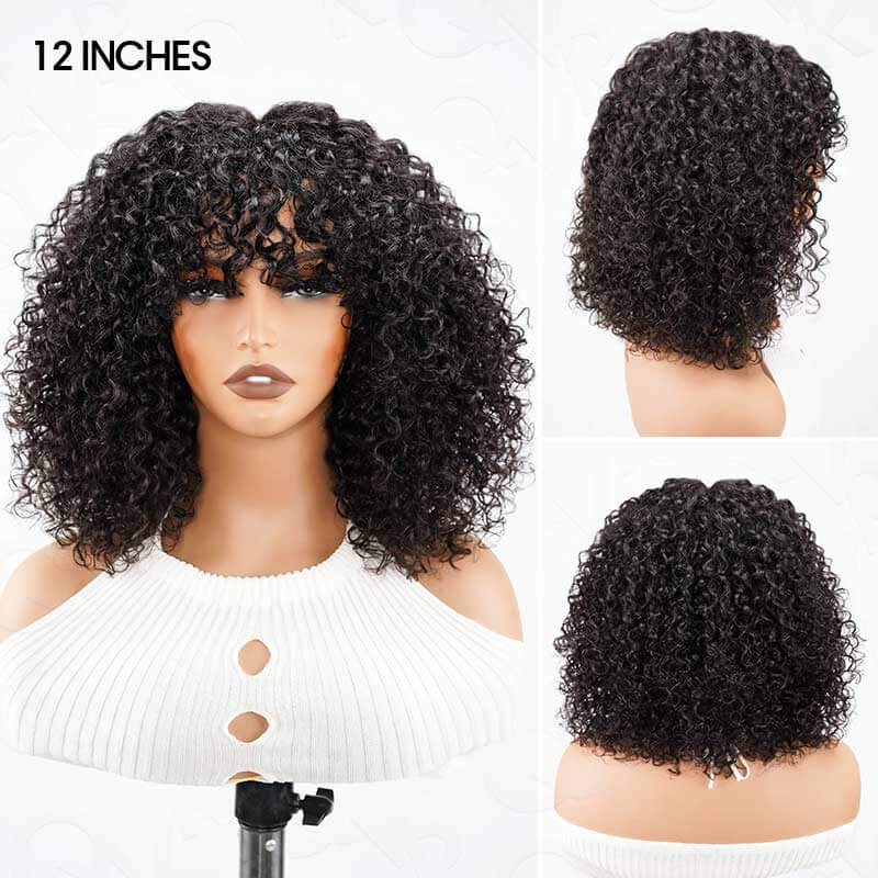 QVR Water Wave Short Pixie Bob Cut Wigs With Bangs For Black Women - Image 9
