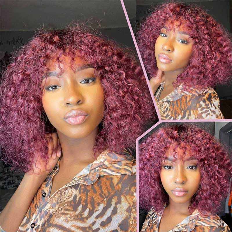 QVR Water Wave Short Pixie Bob Cut Wigs With Bangs For Black Women - Image 14