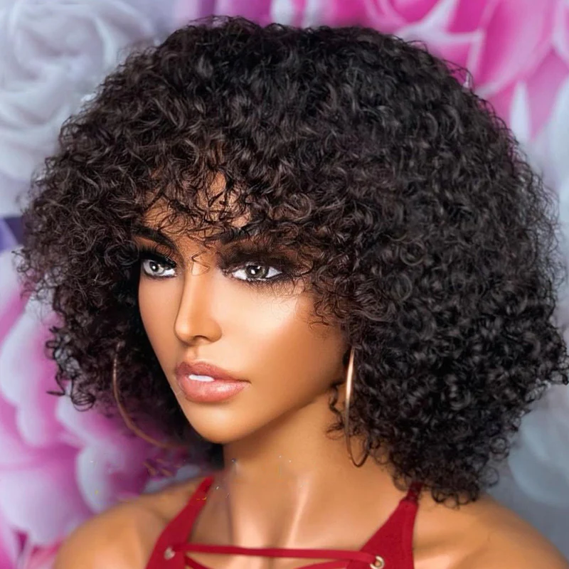 QVR Water Wave Short Pixie Bob Cut Wigs With Bangs For Black Women - Image 4