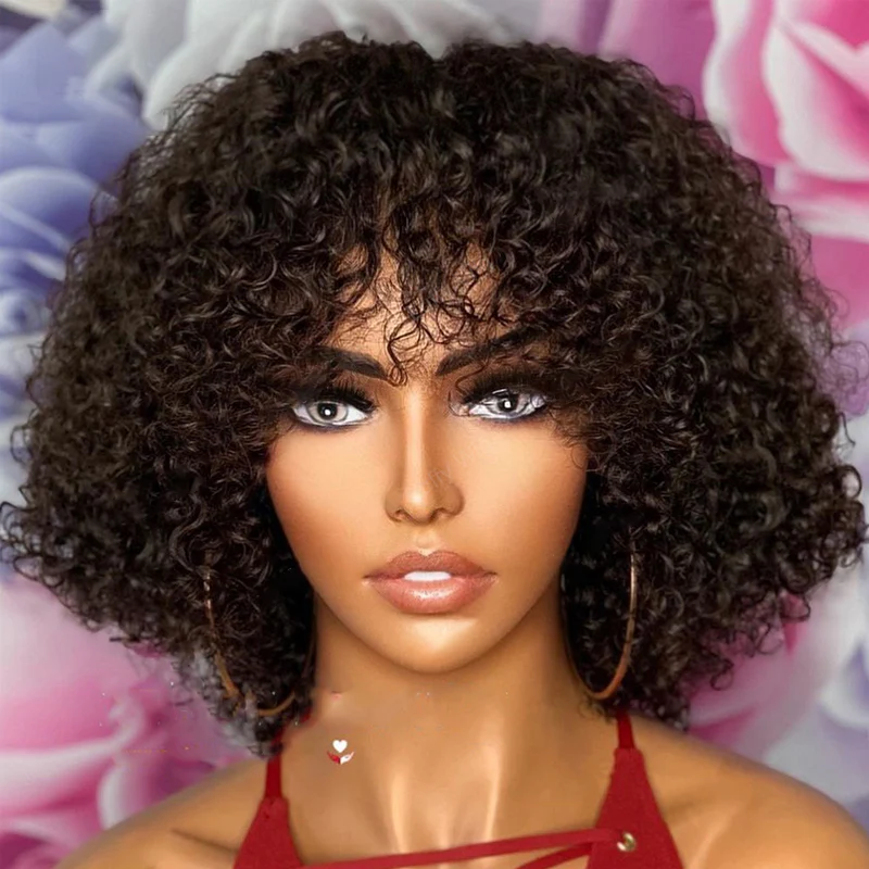 QVR Water Wave Short Pixie Bob Cut Wigs With Bangs For Black Women - Image 5