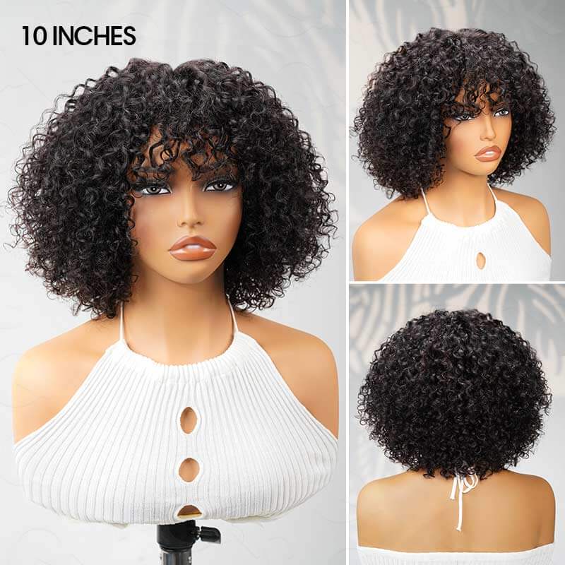 QVR Water Wave Short Pixie Bob Cut Wigs With Bangs For Black Women - Image 8