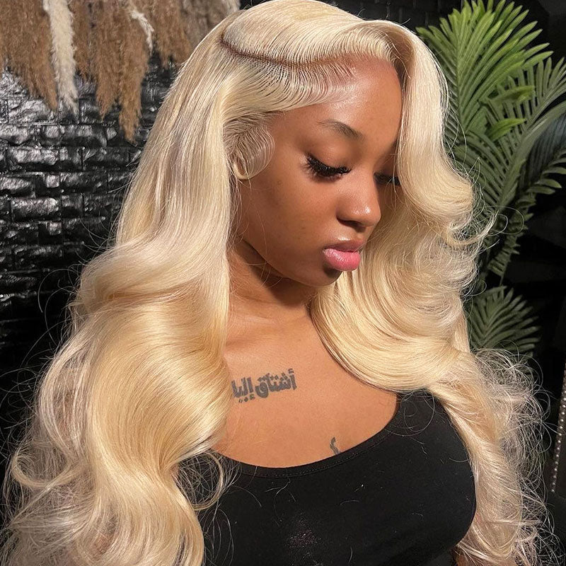 QVR Remy 613 Blonde 13X4 13X6 HD Transparent Lace Front Wig 100% Human Hair Wigs Body Wave Wigs - Image 3