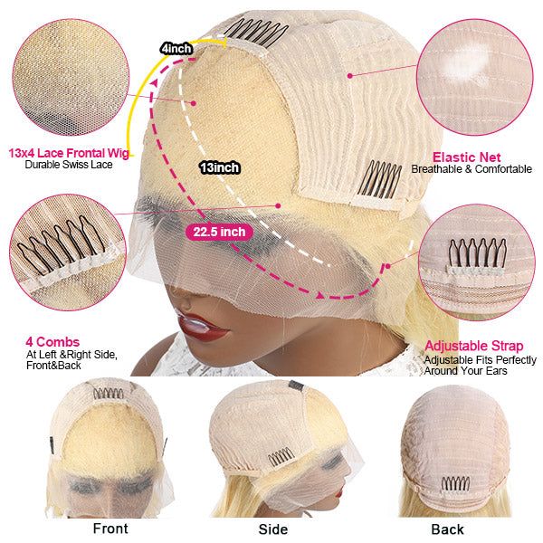 QVR Remy 613 Blonde 13X4 13X6 HD Transparent Lace Front Wig 100% Human Hair Wigs Body Wave Wigs - Image 6