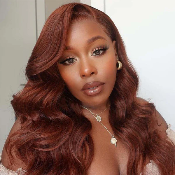 QVR Reddish Brown 13x4 Lace Body Wave Wig 4x4 Lace Human Hair Wigs - Image 10