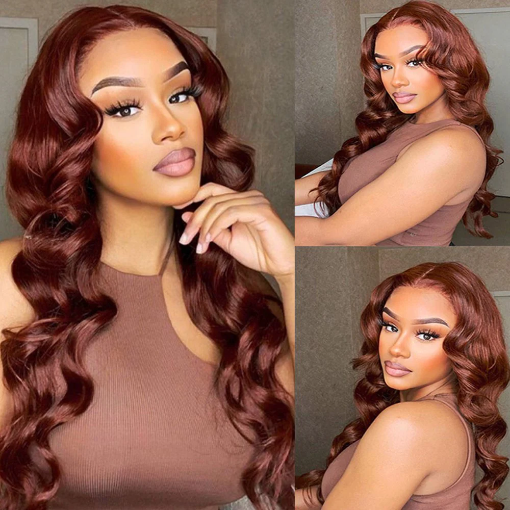 QVR Reddish Brown 13x4 Lace Body Wave Wig 4x4 Lace Human Hair Wigs - Image 11
