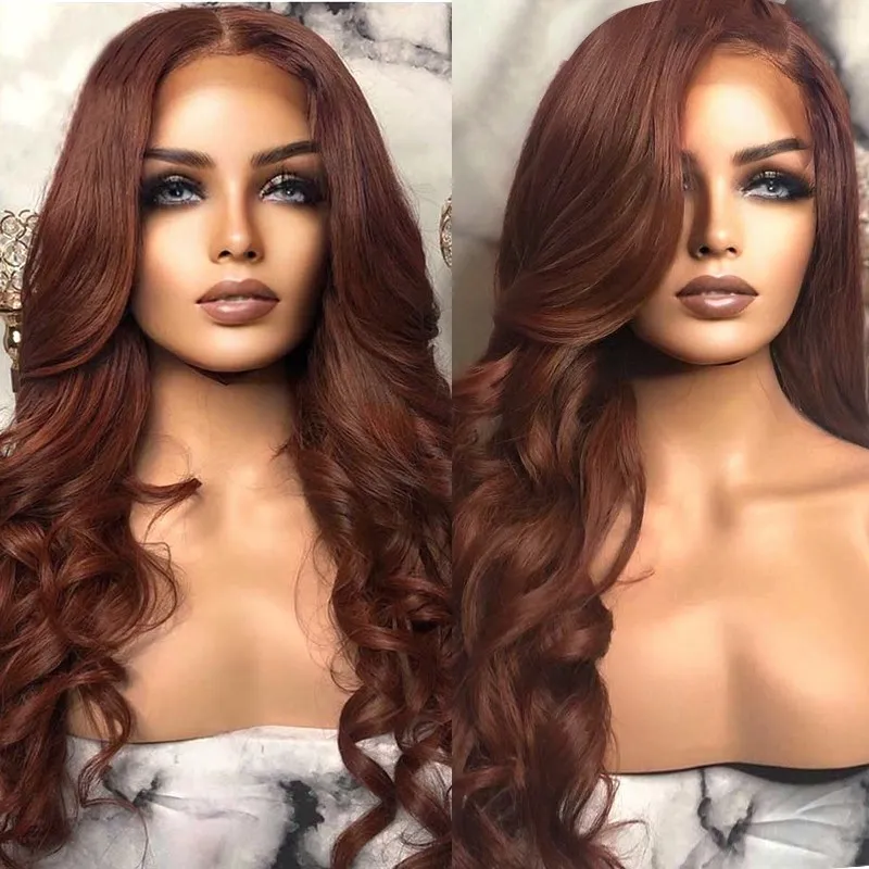 QVR Reddish Brown 13x4 Lace Body Wave Wig 4x4 Lace Human Hair Wigs - Image 5