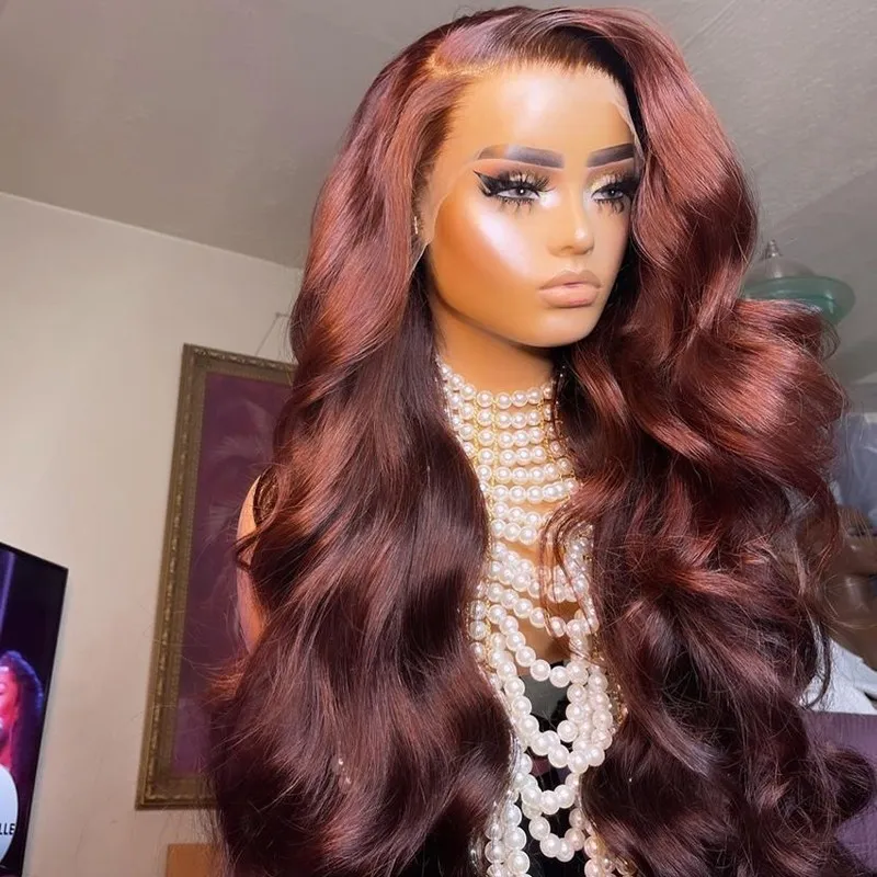 QVR Reddish Brown 13x4 Lace Body Wave Wig 4x4 Lace Human Hair Wigs - Image 6