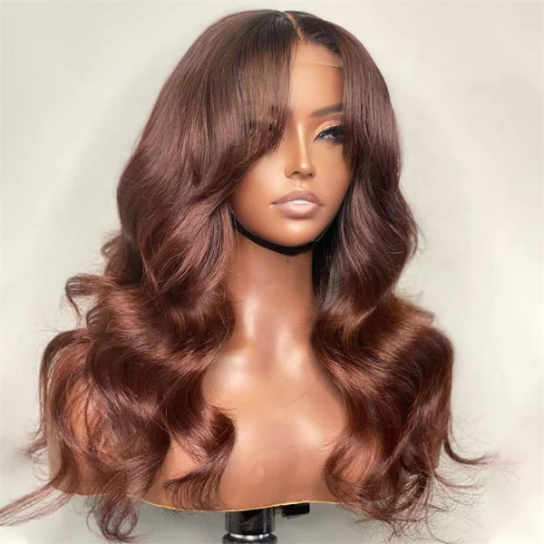 QVR Reddish Brown 13x4 Lace Body Wave Wig 4x4 Lace Human Hair Wigs - Image 8