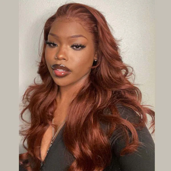 QVR Reddish Brown 13x4 Lace Body Wave Wig 4x4 Lace Human Hair Wigs - Image 9