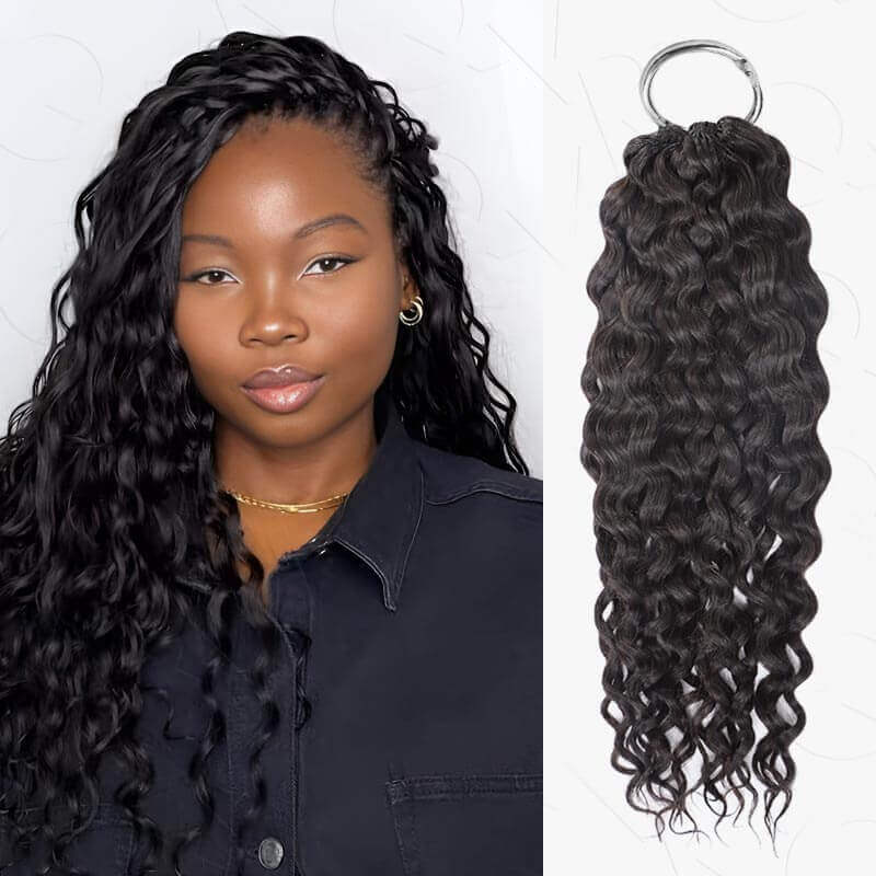 P3G5| Natural Black Small Kinky Curly Feather Crochet Hair - Image 5