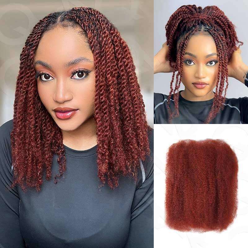 P3G5|Dark Brown Afro kinky Bulk Human Hair - Image 12
