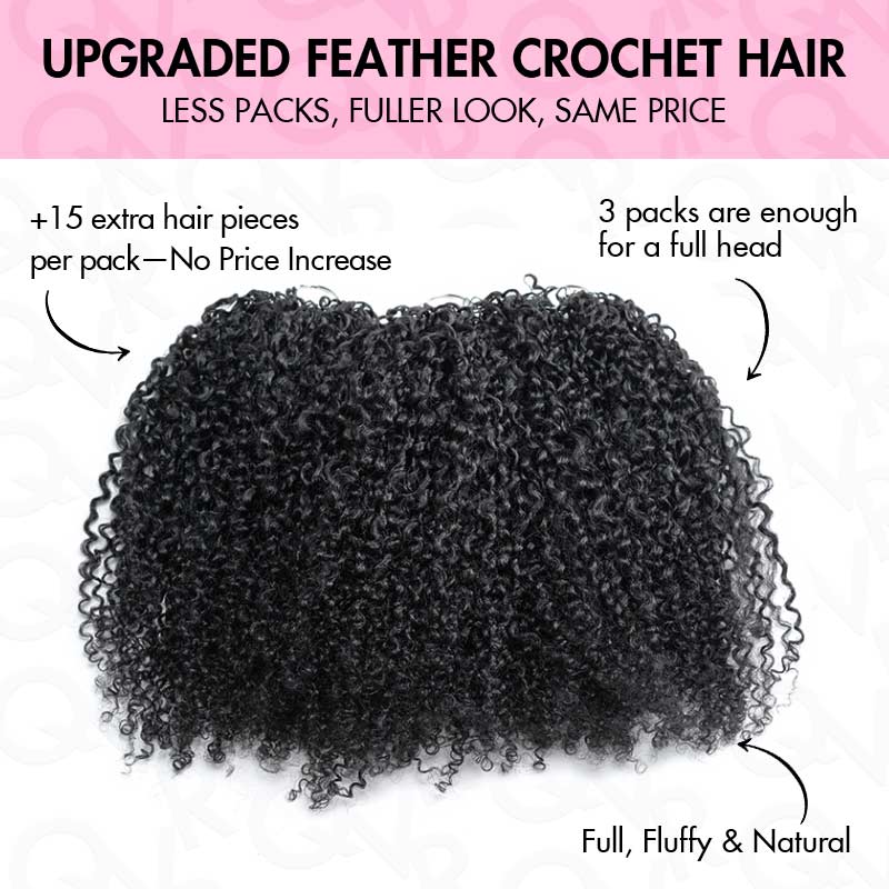 Full Head Crochet Only $99-QVR Tight Curly Feather Crochet Human Hair - Image 7