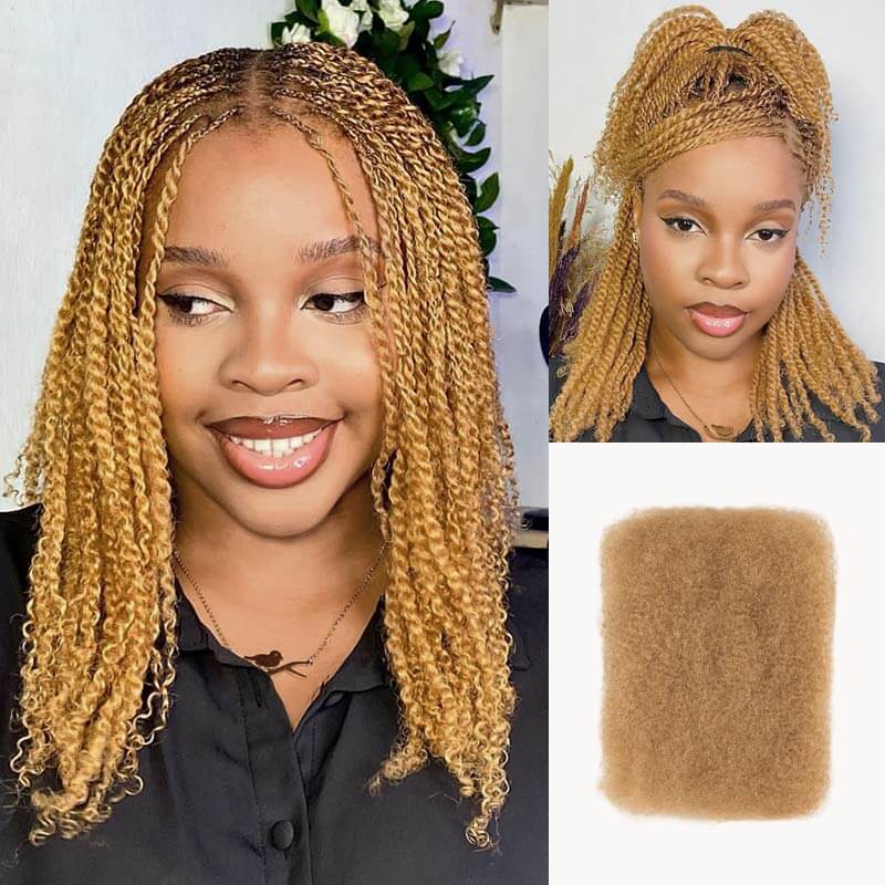 P3G5|Natural Black Afro kinky Bulk Human Hair - Image 9