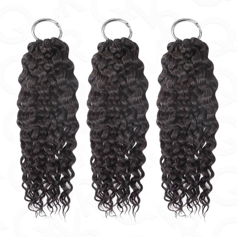P3G5|Natural Black Water Wave Feather Crochet Hair - Image 8