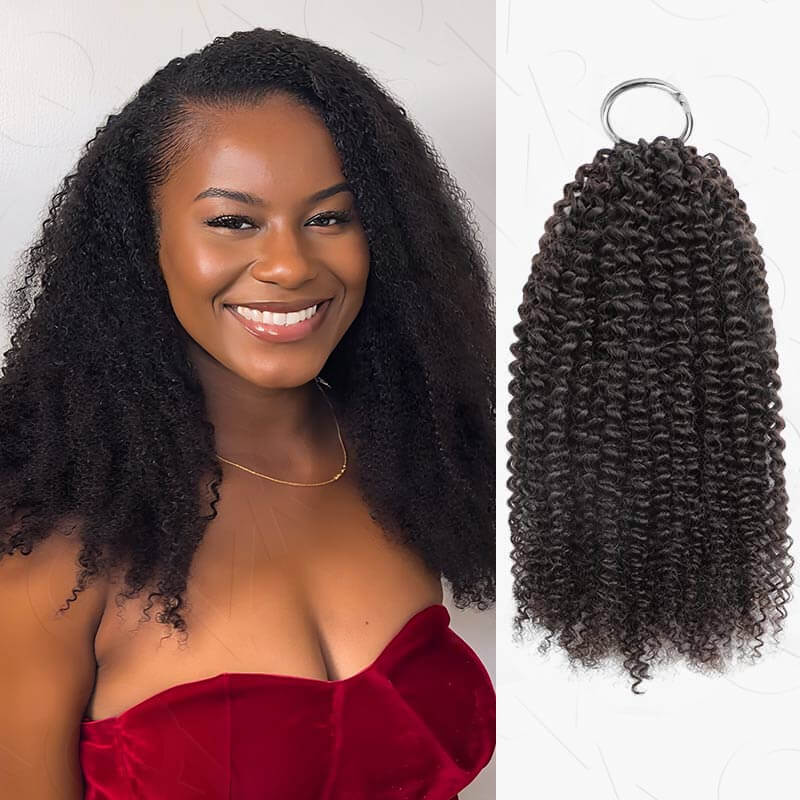 P3G5| Natural Black Small Kinky Curly Feather Crochet Hair - Image 8