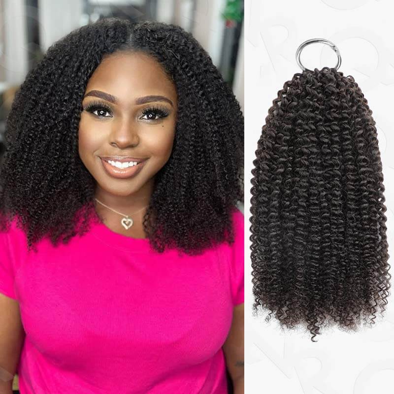 P3G5| Natural Black Small Kinky Curly Feather Crochet Hair - Image 9