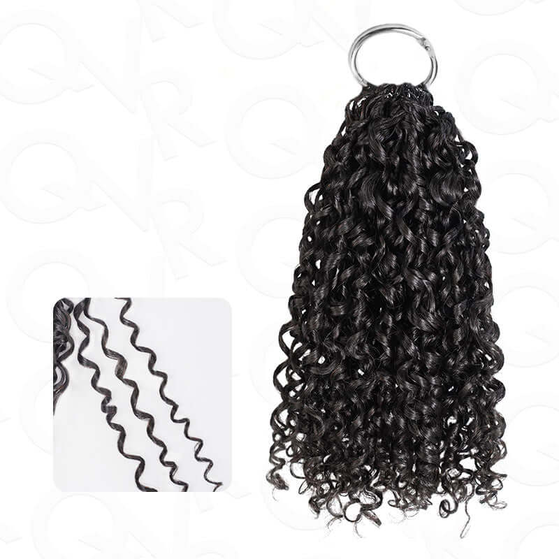 P3G5| Natural Black Small Kinky Curly Feather Crochet Hair - Image 10