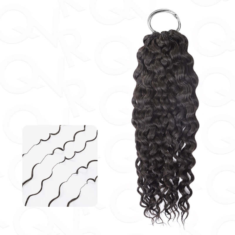 P3G5|Natural Black Water Wave Feather Crochet Hair - Image 3