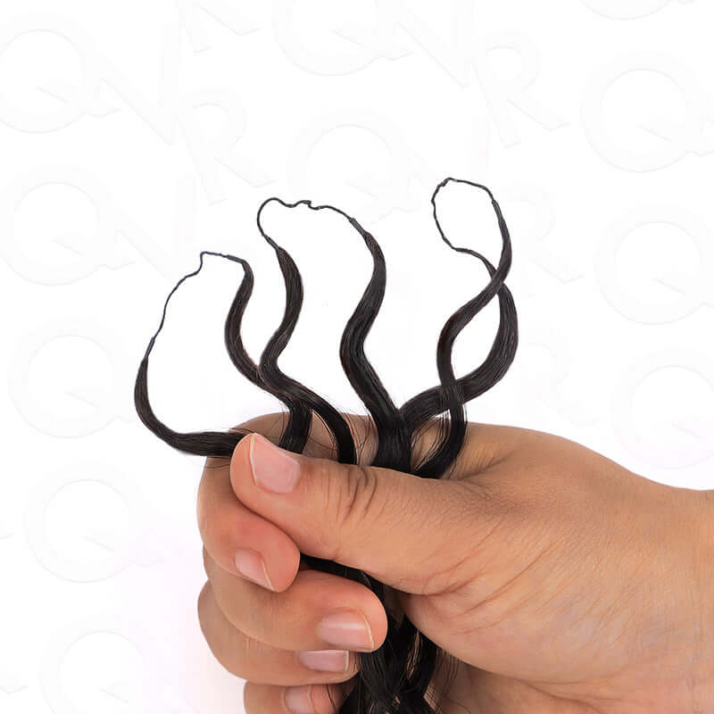 P3G5| Natural Black Small Kinky Curly Feather Crochet Hair - Image 3