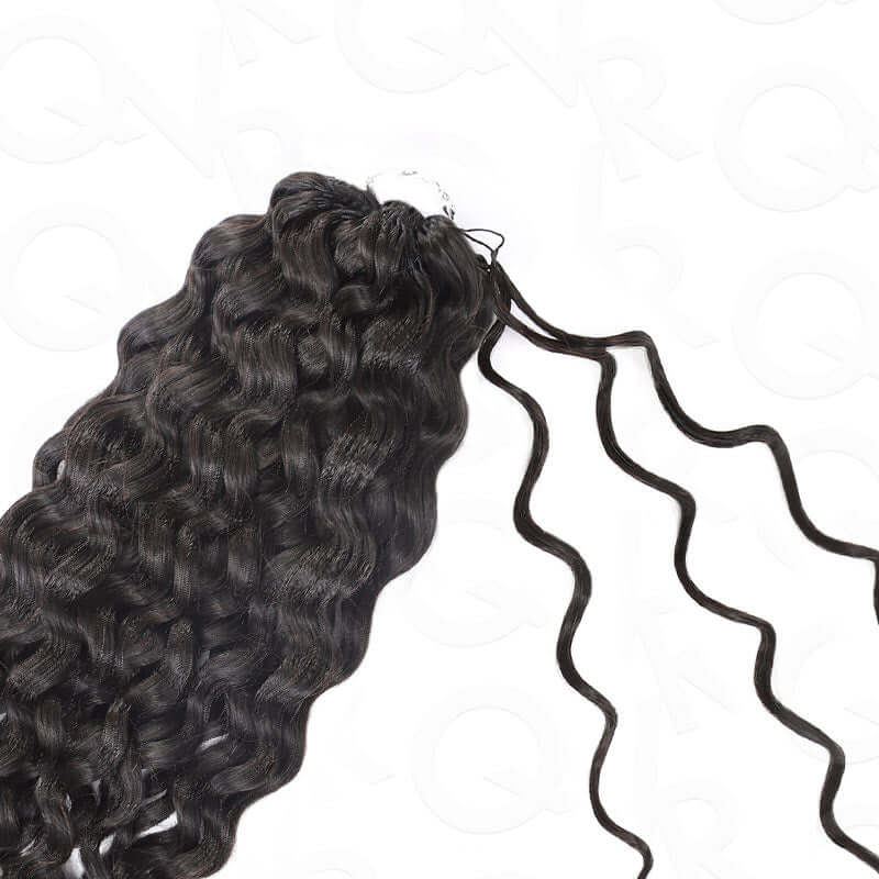 P3G5|Natural Black Water Wave Feather Crochet Hair - Image 7