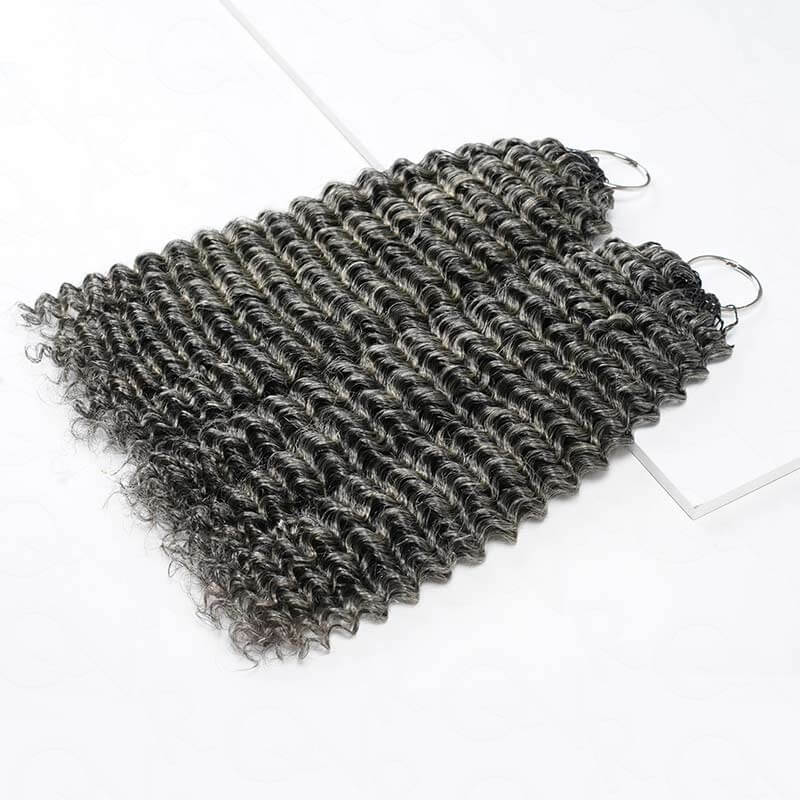 P3G5|Salt Pepper Small Kinky Curly Feather Crochet Human Hair - Image 10