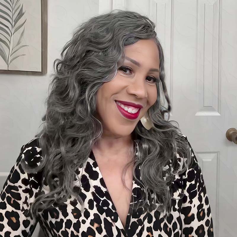 P3G5|Salt Pepper Small Kinky Curly Feather Crochet Human Hair - Image 13