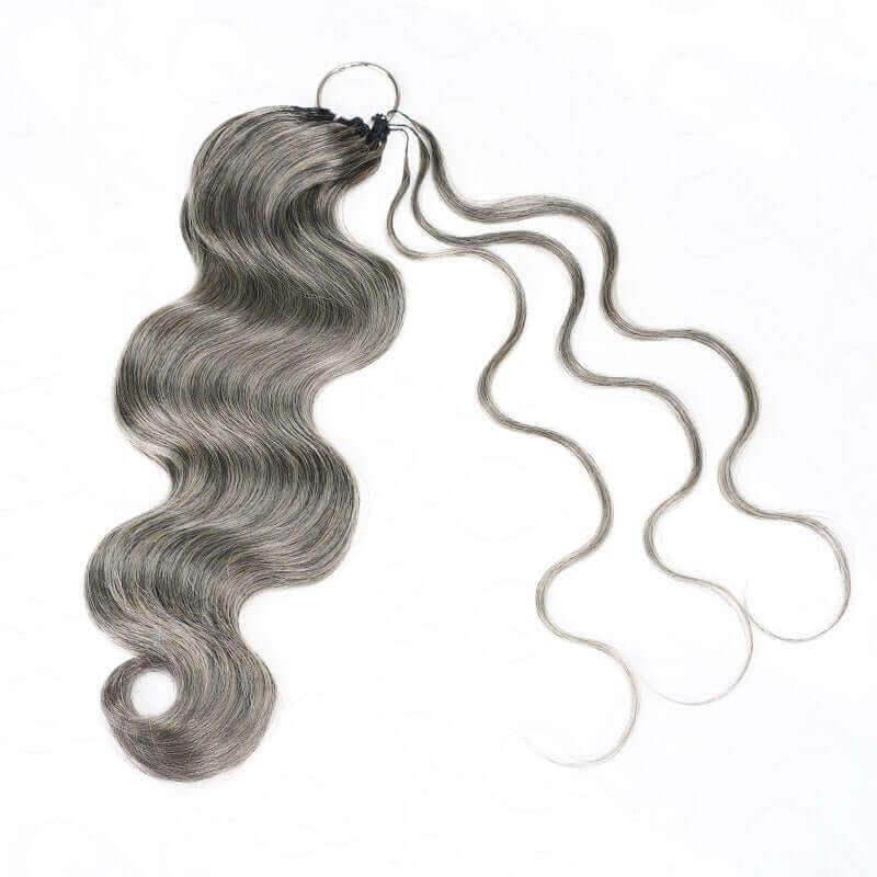 P3G5|Salt Pepper Small Kinky Curly Feather Crochet Human Hair - Image 15